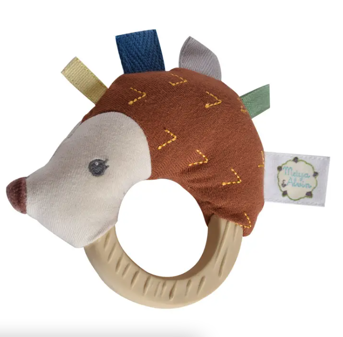 Tikiri Toys Ethan the Hedgehog Plush Rattle With Rubber Teether