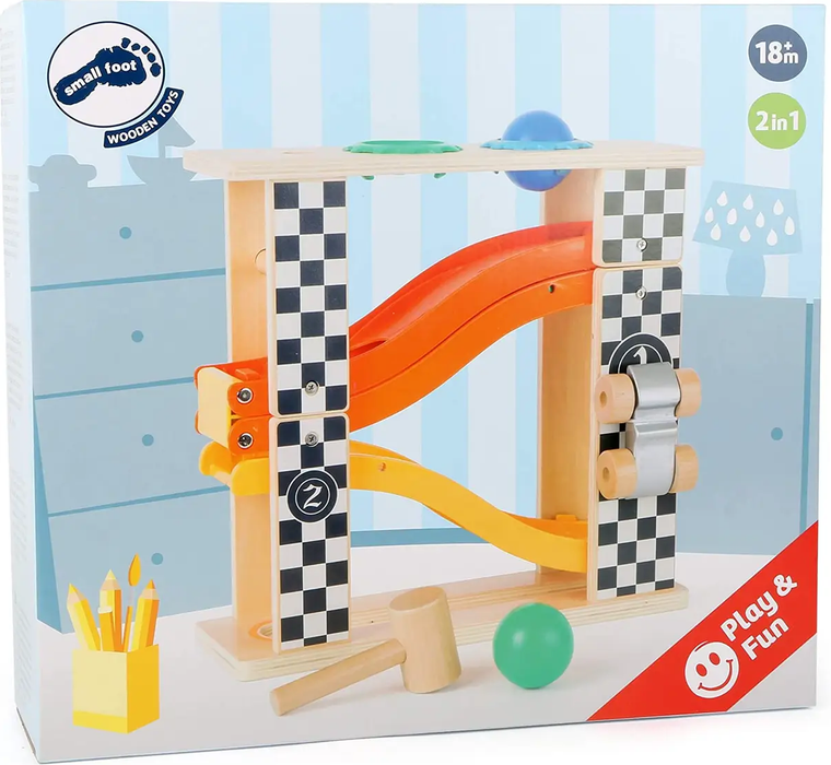 Small Foot Rally Hammering Marble Run