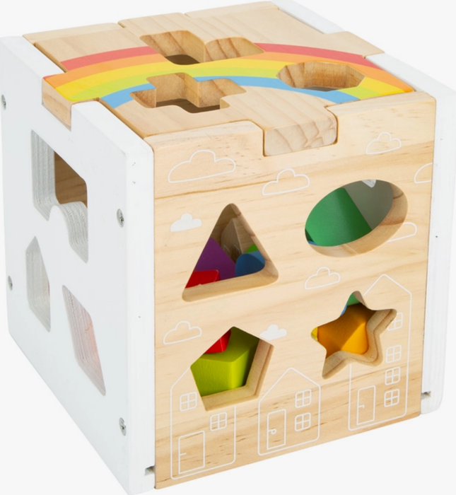 Small Foot Wooden Toys Rainbow Shape Sorter Cube Playset