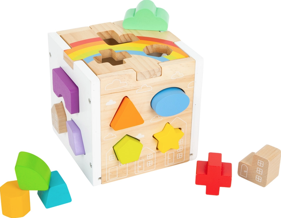 Small Foot Wooden Toys Rainbow Shape Sorter Cube Playset