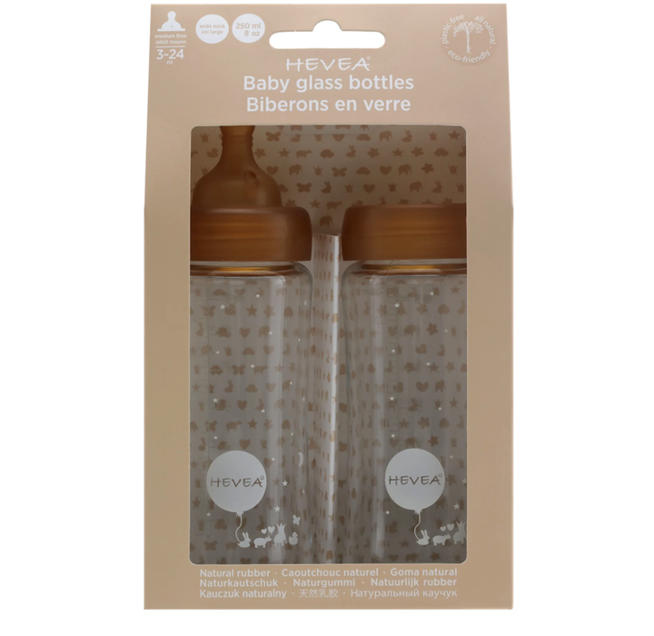 Hevea Wide Neck Baby Glass Bottle Two-Pack