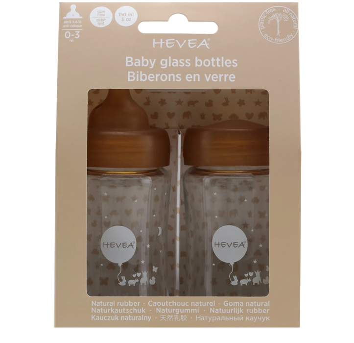 Hevea Wide Neck Baby Glass Bottle Two-Pack