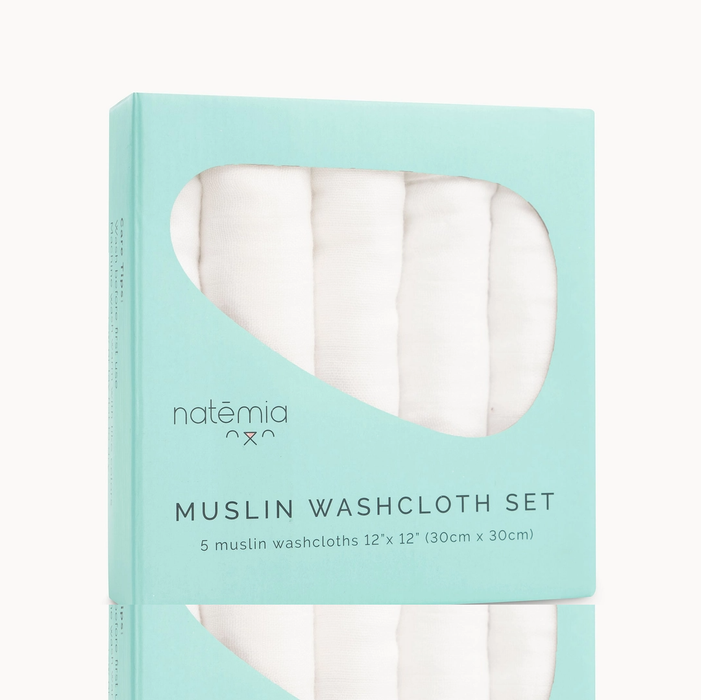 Natemia Ultra Soft Muslin Bamboo Washcloths - 5 Pack