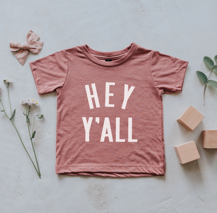 Gladfolk Hey Y'all Kids Tee - Mauve