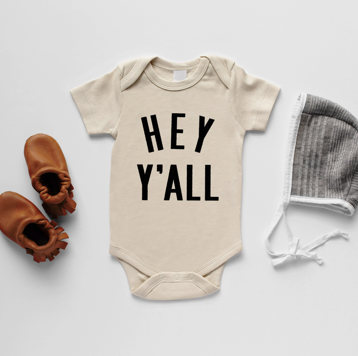 Gladfolk Hey Y'all Organic Baby Bodysuit - Cream