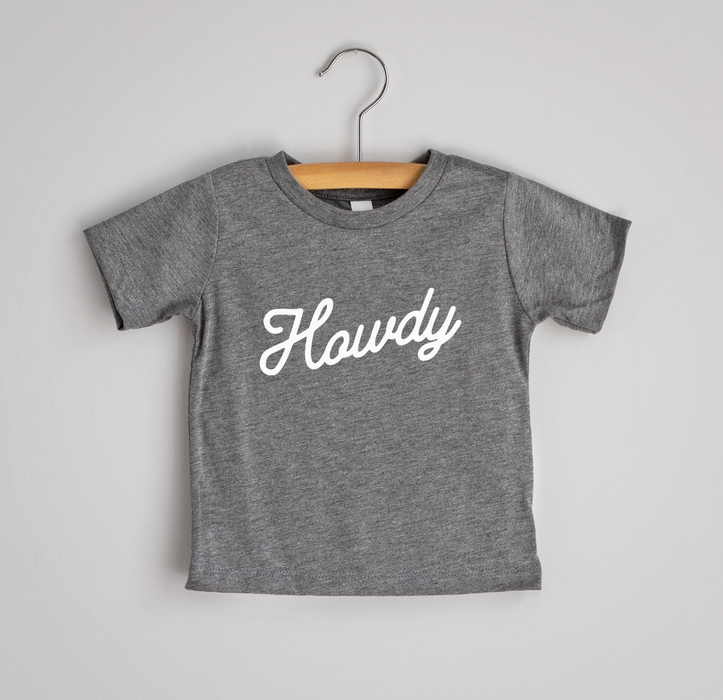 Gladfolk Howdy Script Baby & Kids Tee - Gray