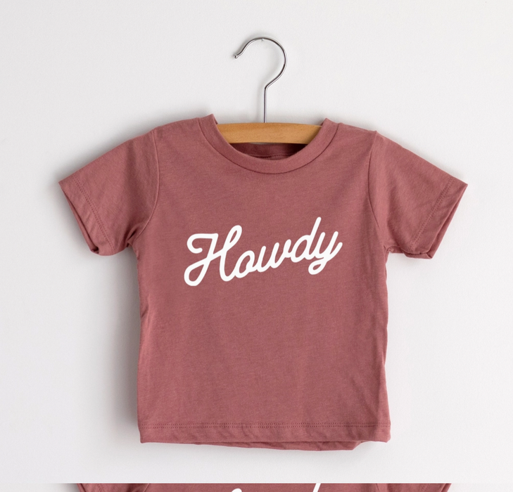 Gladfolk Howdy Script Baby & Kids Tee - Mauve