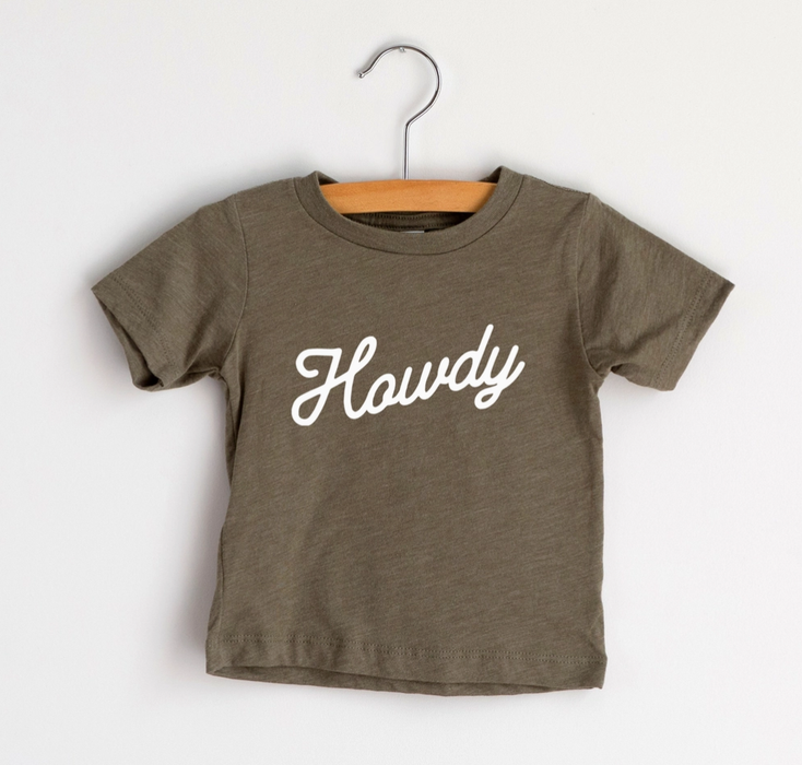 Gladfolk Howdy Script Baby & Kids Tee - Olive