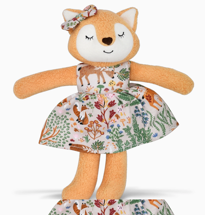 Little Fox in Boho Woodland Patterned Dress