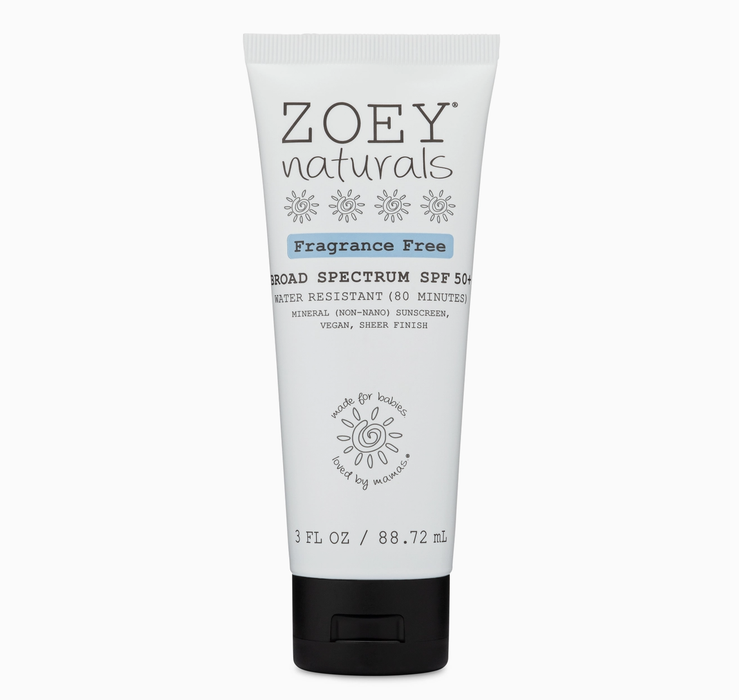 Zoey Naturals Fragrance-FREE SPF50 Sunscreen 3fl Oz