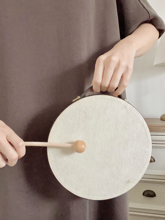 All Wooden Elements | Kids Wooden Drum with Handle - Musical Toy Drum