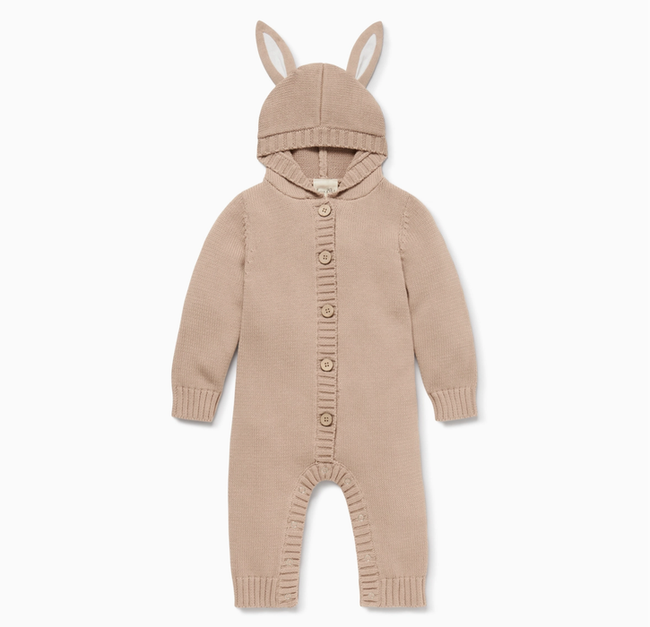 Aster & Oak Bunny Knit Romper - Taupe