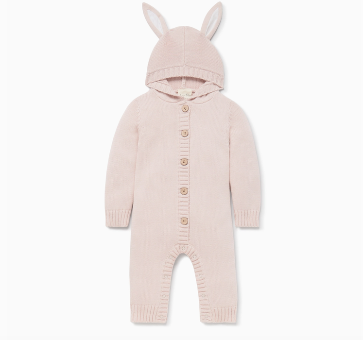 Aster & Oak Bunny Knit Romper - Mauve Pink