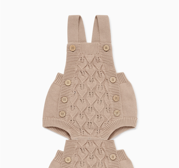 Aster & Oak Taupe Leaf Knit Romper - Light Taupe