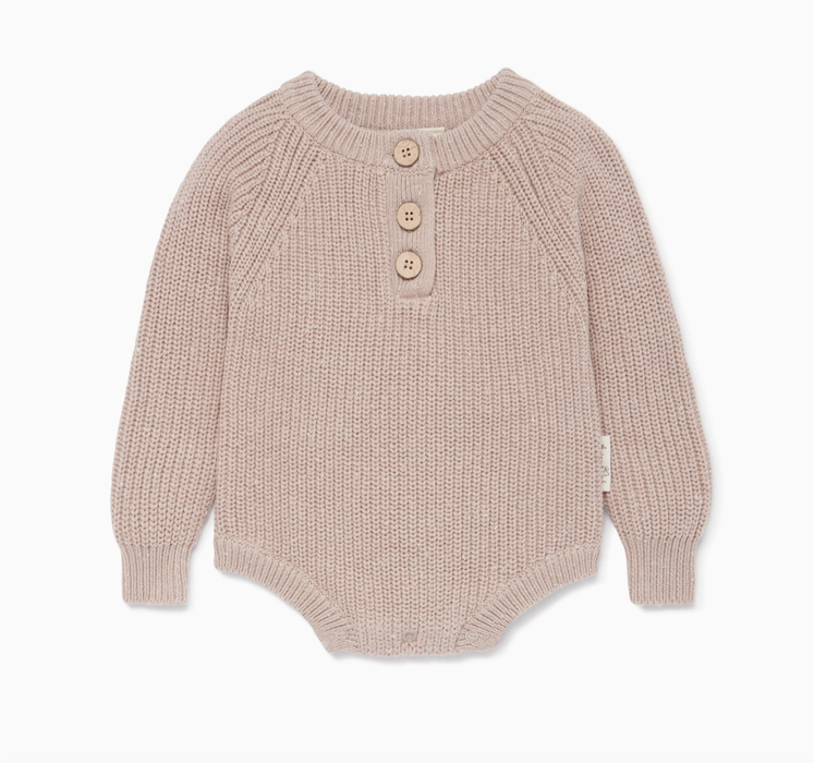 Aster & Oak Fleck Knit Romper - Mushroom