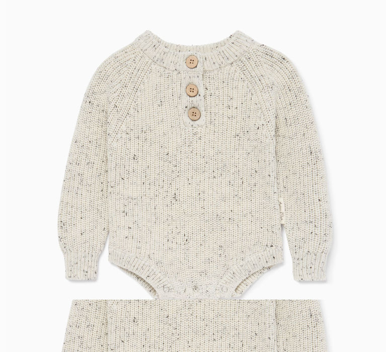 Aster & Oak Fleck Knit Romper - Natural