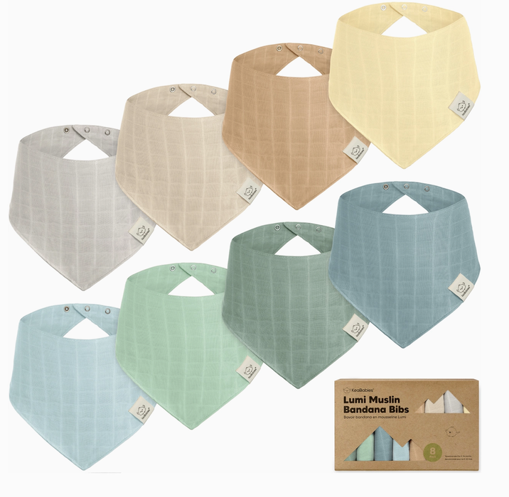 KeaBabies Lumi Muslin Baby Bibs - 8 PK