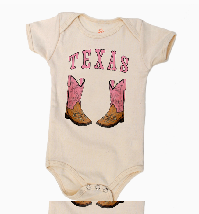 Orange Heat Natural Organic Onesie | Pink Texas Boots