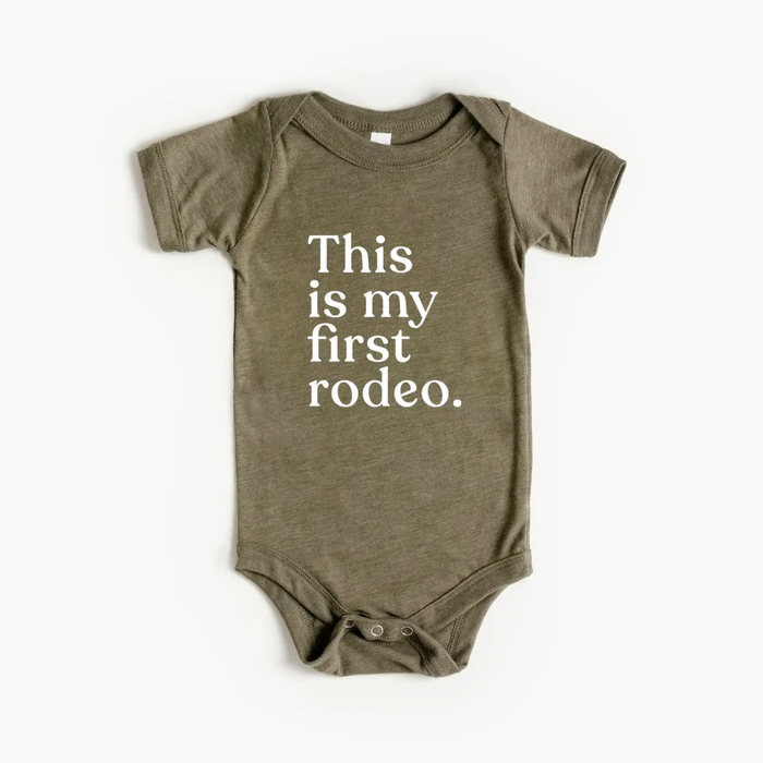 Gladfolk This Is My First Rodeo Baby Bodysuit - Olive