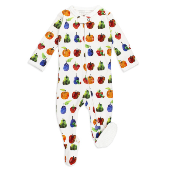 L'ovedbaby Organic 2-Way Zipper Footie The Very Hungry Caterpillar Fruit