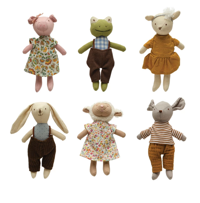 Creative Co-Op Plush Mini Animal in Clothes