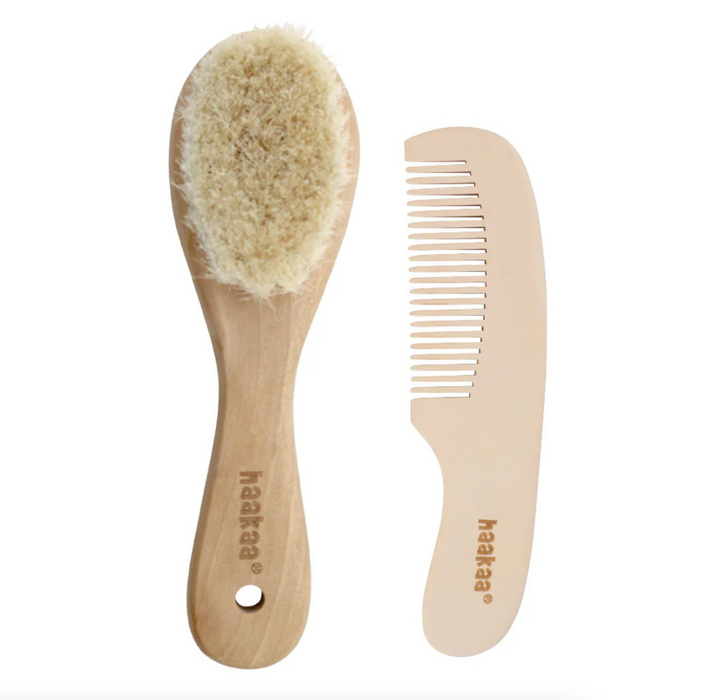 Haakaa Goats Wool Wooden Baby Hairbrush 1 pk