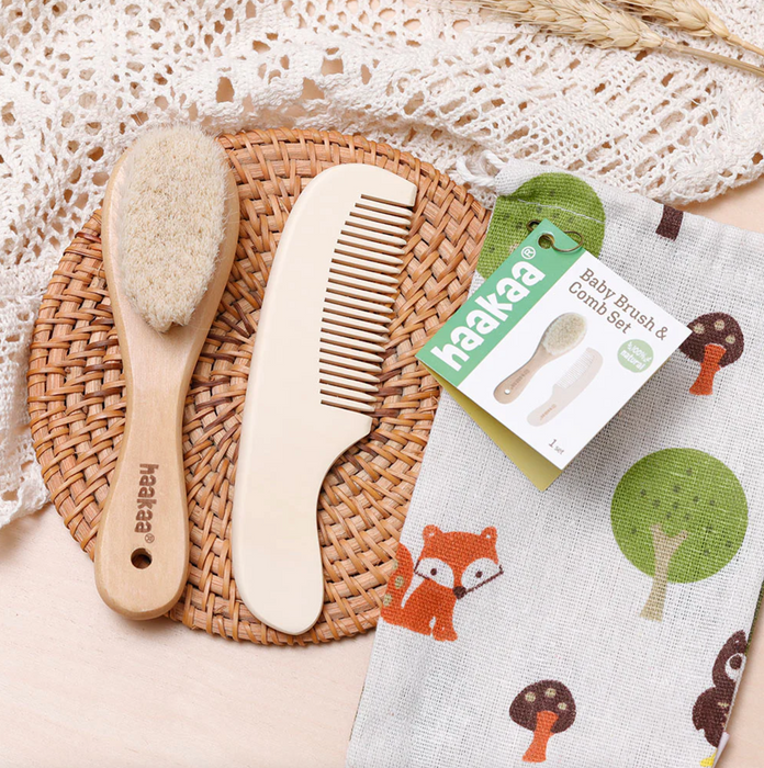 Haakaa Goats Wool Wooden Baby Hairbrush 1 pk