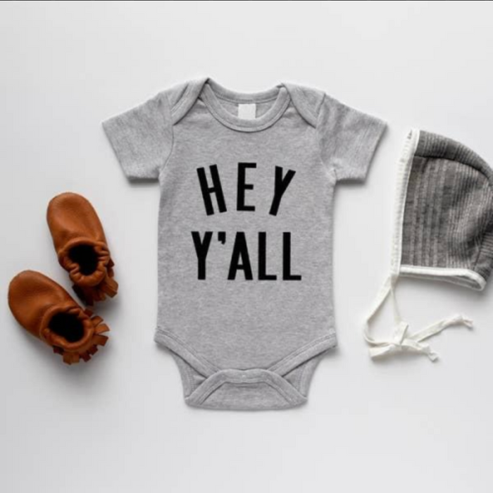 Gladfolk Hey Y'all Baby Bodysuit - Gray