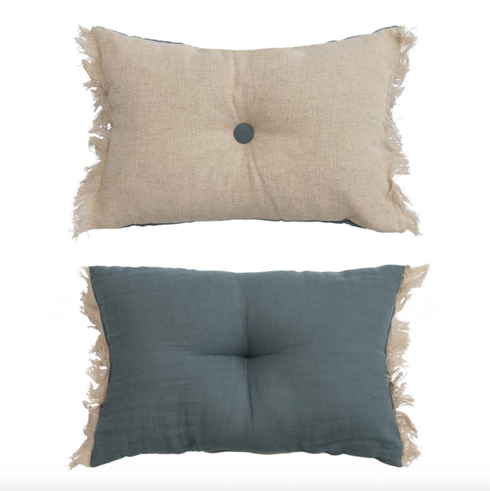 Creative Co-Op Two Sided Linen Blend Lumbar Pillow
