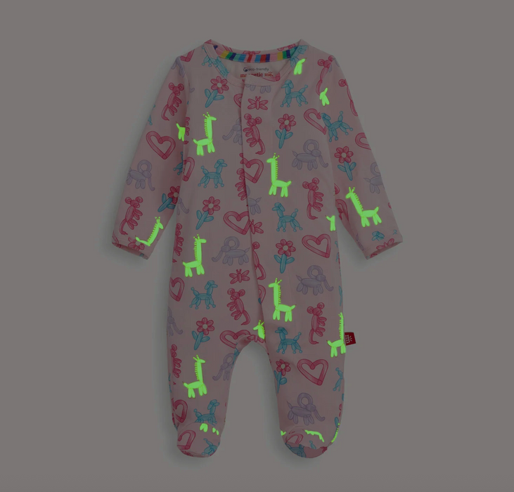 Magnetic Me Modal Footie: Pink Party Animal Glow in the Dark