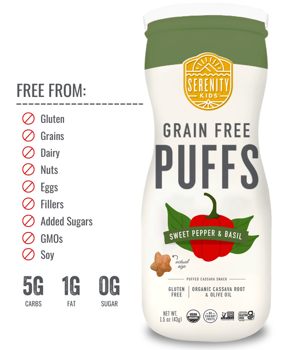 Serenity Kids Grain Free Puffs (Sweet Pepper & Basil)