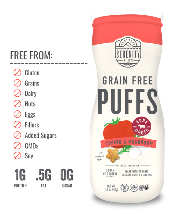 Serenity Kids Grain Free Puffs (Tomato & Herbs with Bone Broth)