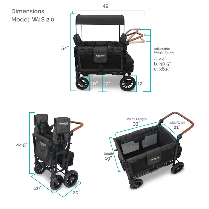 WonderFold W4 Luxe Quad Stroller Wagon