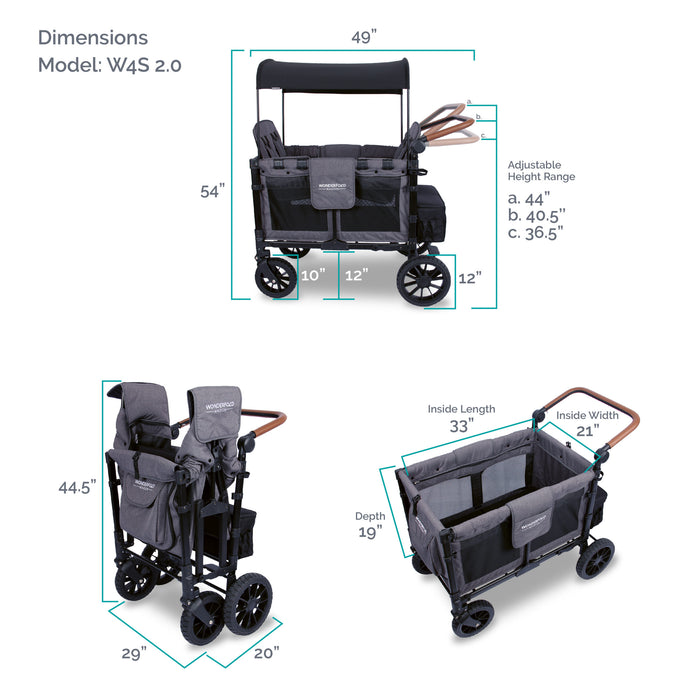 WonderFold W4 Luxe Quad Stroller Wagon