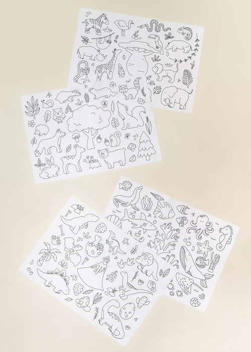 Coco Village Set of 4 Silicone Washable Coloring Placemats & Markers