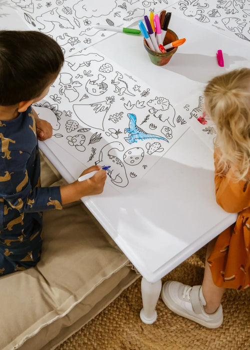 Coco Village Set of 4 Silicone Washable Coloring Placemats & Markers
