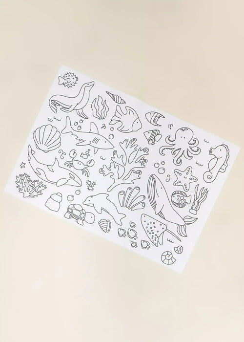 Coco Village Set of 4 Silicone Washable Coloring Placemats & Markers