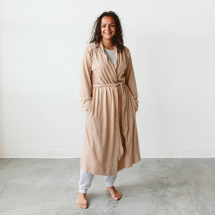 Viscose Bamboo + Organic Cotton Womens Robe - Sandstone