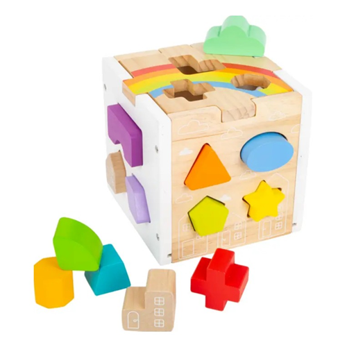 Small Foot Wooden Toys Rainbow Shape Sorter Cube Playset