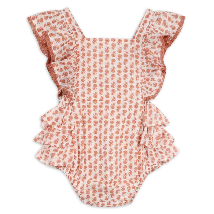 Viverano Organics Vienna Floral Printed Dotted Dobby Baby Romper (Organic)