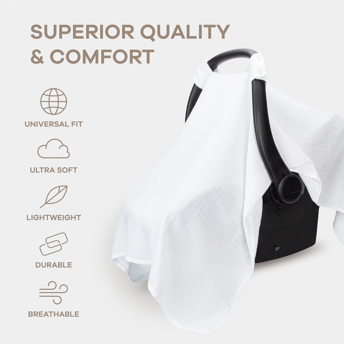 Baby Car Seat Cover, Large Car Seat Canopy by Comfy Cubs