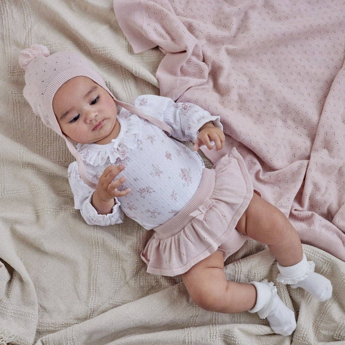 Rose Blush Pointelle Knit Bonnet