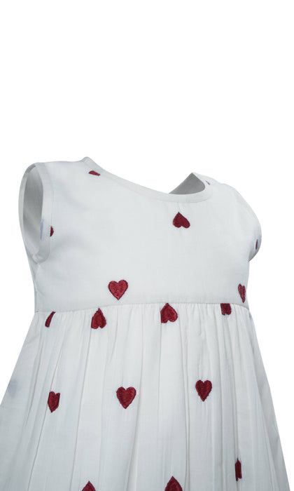 Heart-Embroidered Cotton Dress