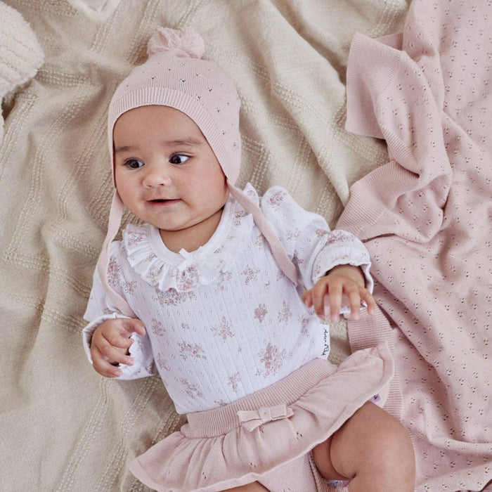 Rose Blush Pointelle Knit Bonnet