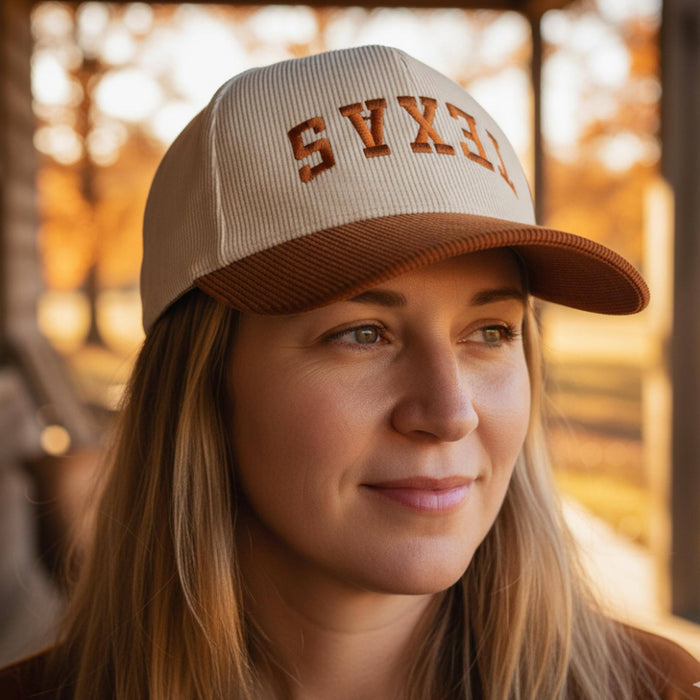 2-Tone Corduroy Hat - Texas (Upside Down) - Orange
