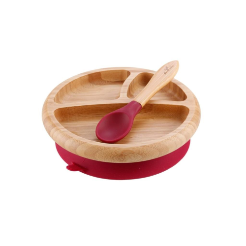 Avanchy Organic Bamboo Suction Baby Plate + Spoon