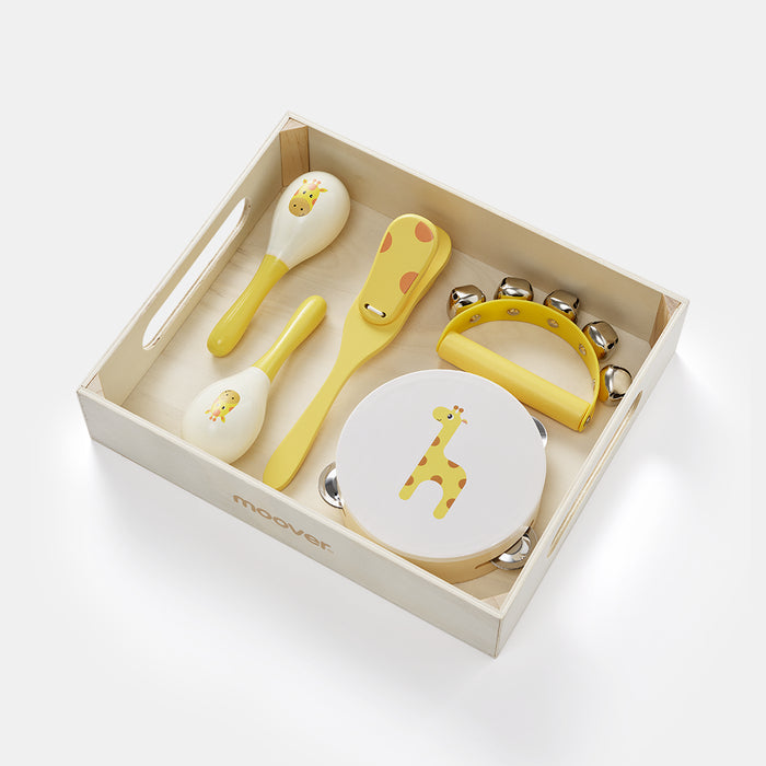 Music set safari in wooden tray