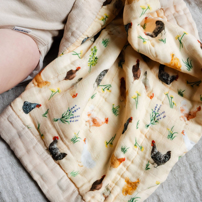 Chicken Meadows Baby Lovey Muslin Blanket