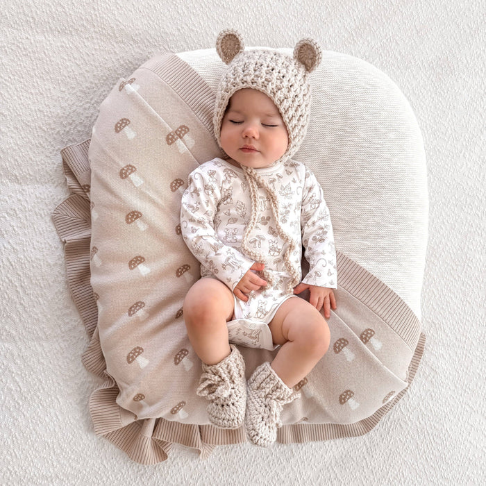 Aster & Oak Mushroom Knit Blanket