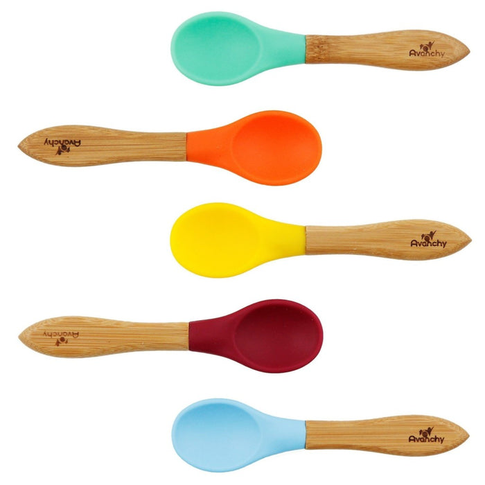 Avanchy Organic Bamboo & Silicone Baby Spoons (5 pack)